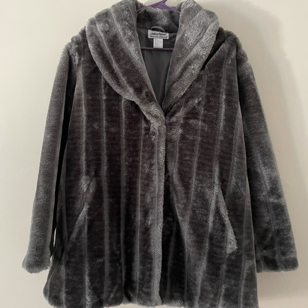 Gray Faux Mink Fur Coat